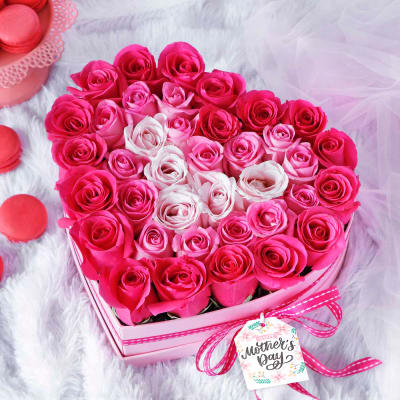 Assorted Roses in Heart Shaped Gift Box 